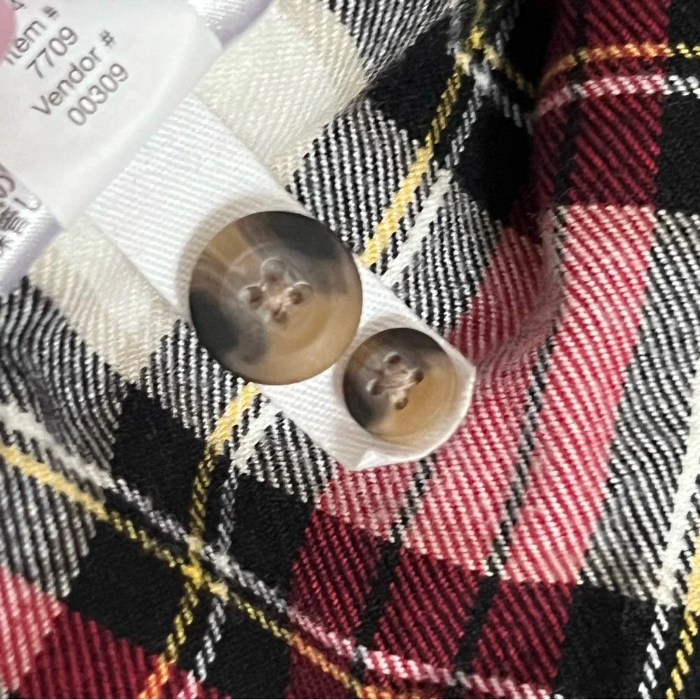 Eddie Bauer Burgundy Red and Black Plaid Shirt - Picture 6 of 8